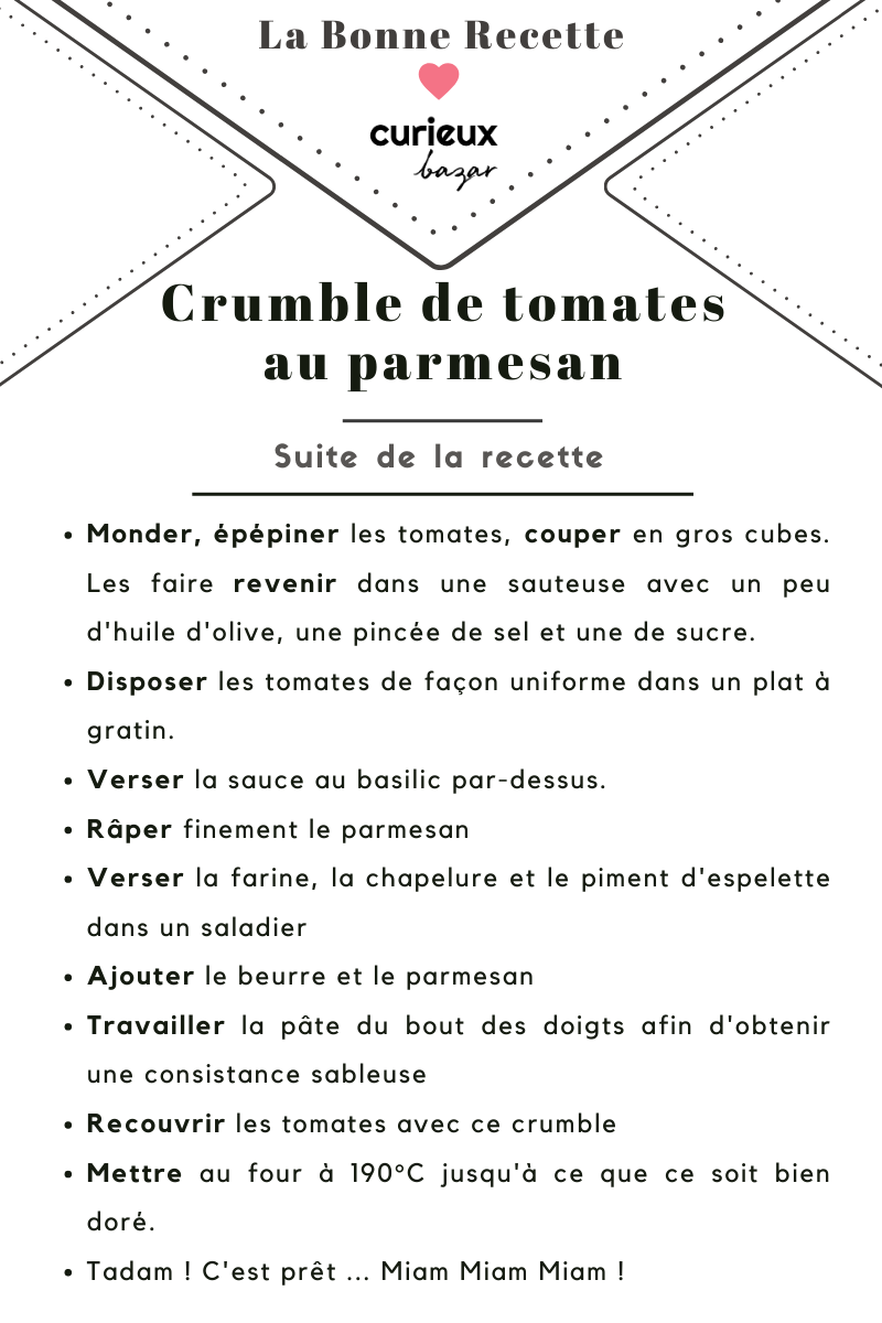Recette de Crumble aux tomates, parmesan et piment d'Espelette
